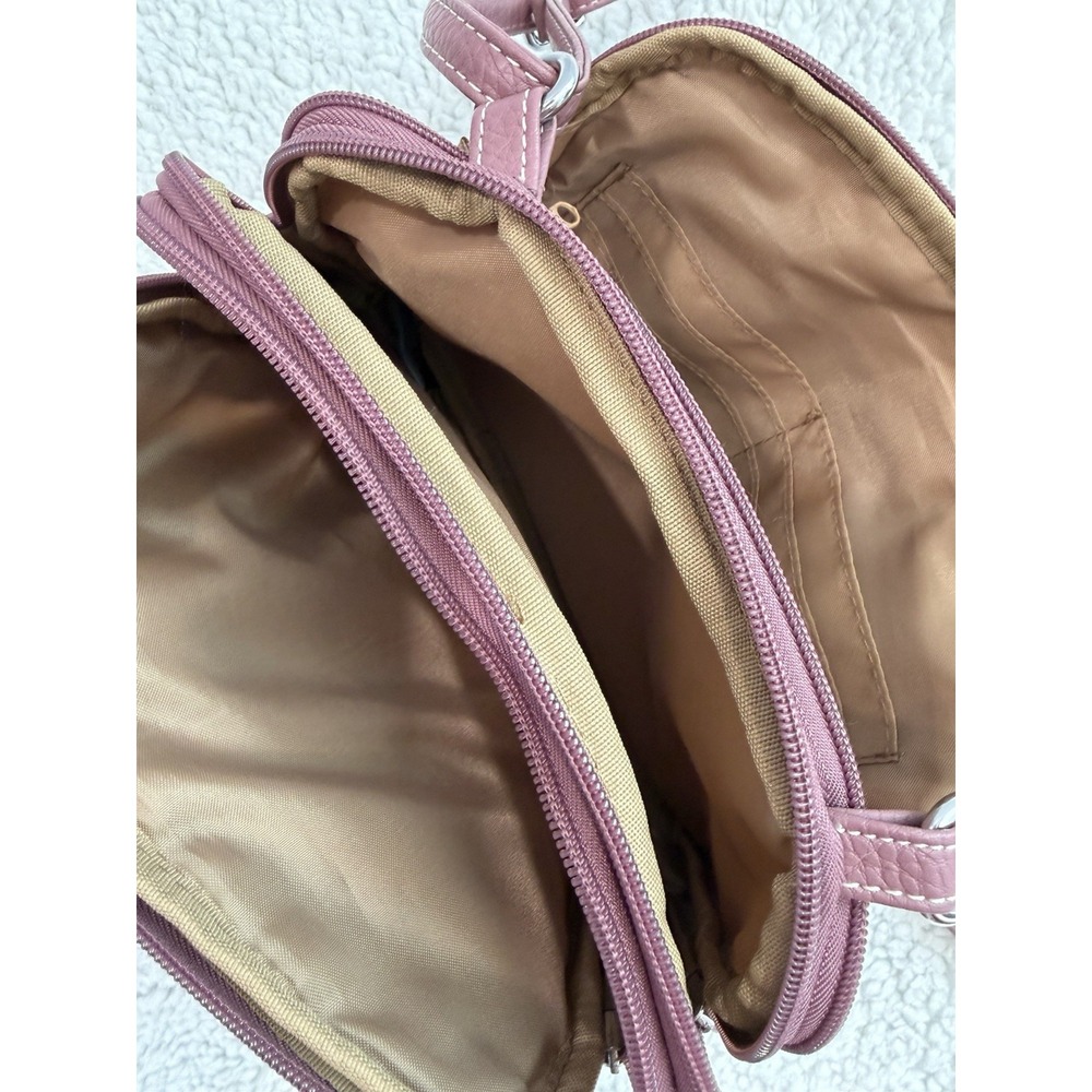 MultiSac Crossbody Bag Mauve Pink Faux Leather Multi Pocket Shoulder Purse - Picture 8 of 12
